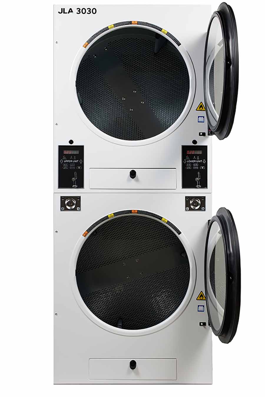 JLA stacked coin-operated washing machines